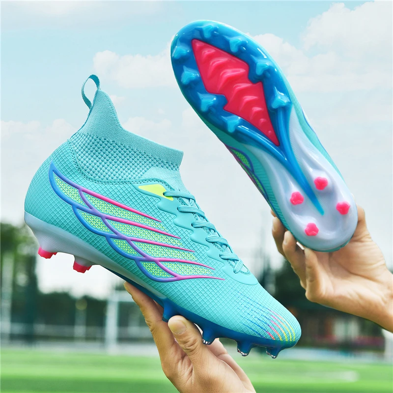 

New Men Football Boots Cleats Long Spikes Outdoor Sport Soccer Shoes Adult Training Boys Non Slip Breathable Match Comfortable