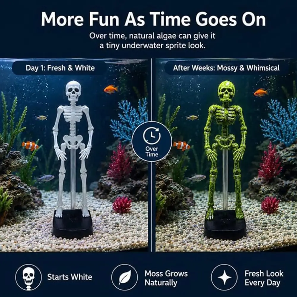 Air-Driven Dynamic Skeleton Aquarium Decoration Dancing Motion Floating Design Fish Tank Decorations Clear Support Rod