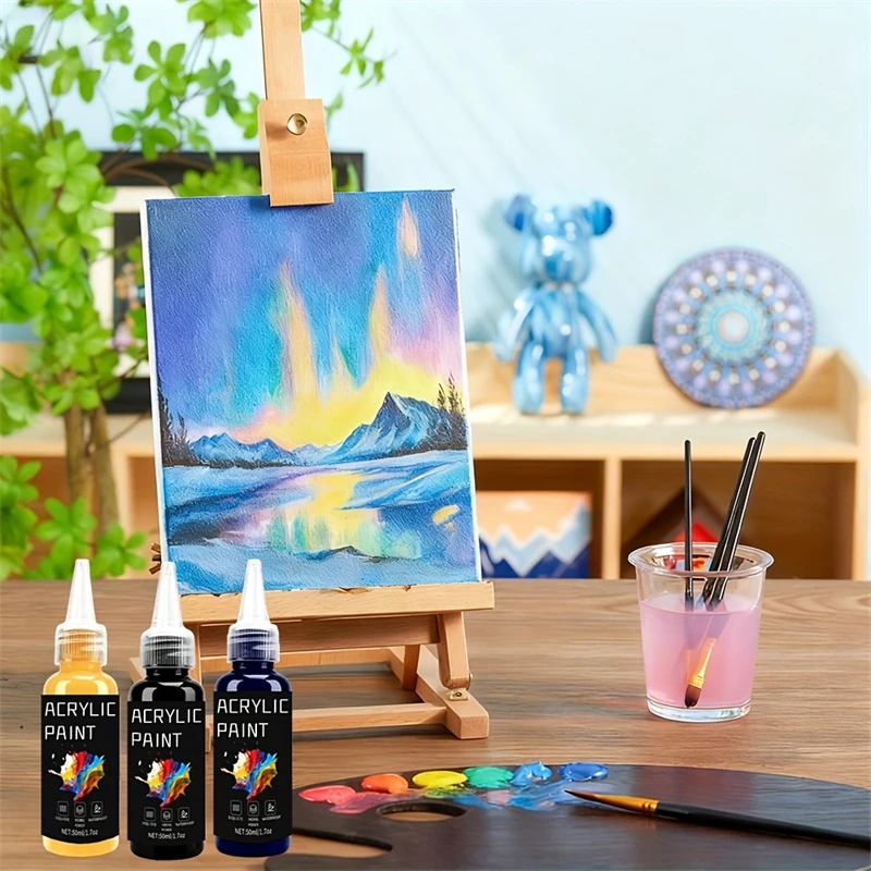 Acrylic Paint Set 6 Colors 50ml Art Supplies For Painting Canvas Wood Ceramic & Fabric Professional Artist Epoxy Resin Pigment view 4