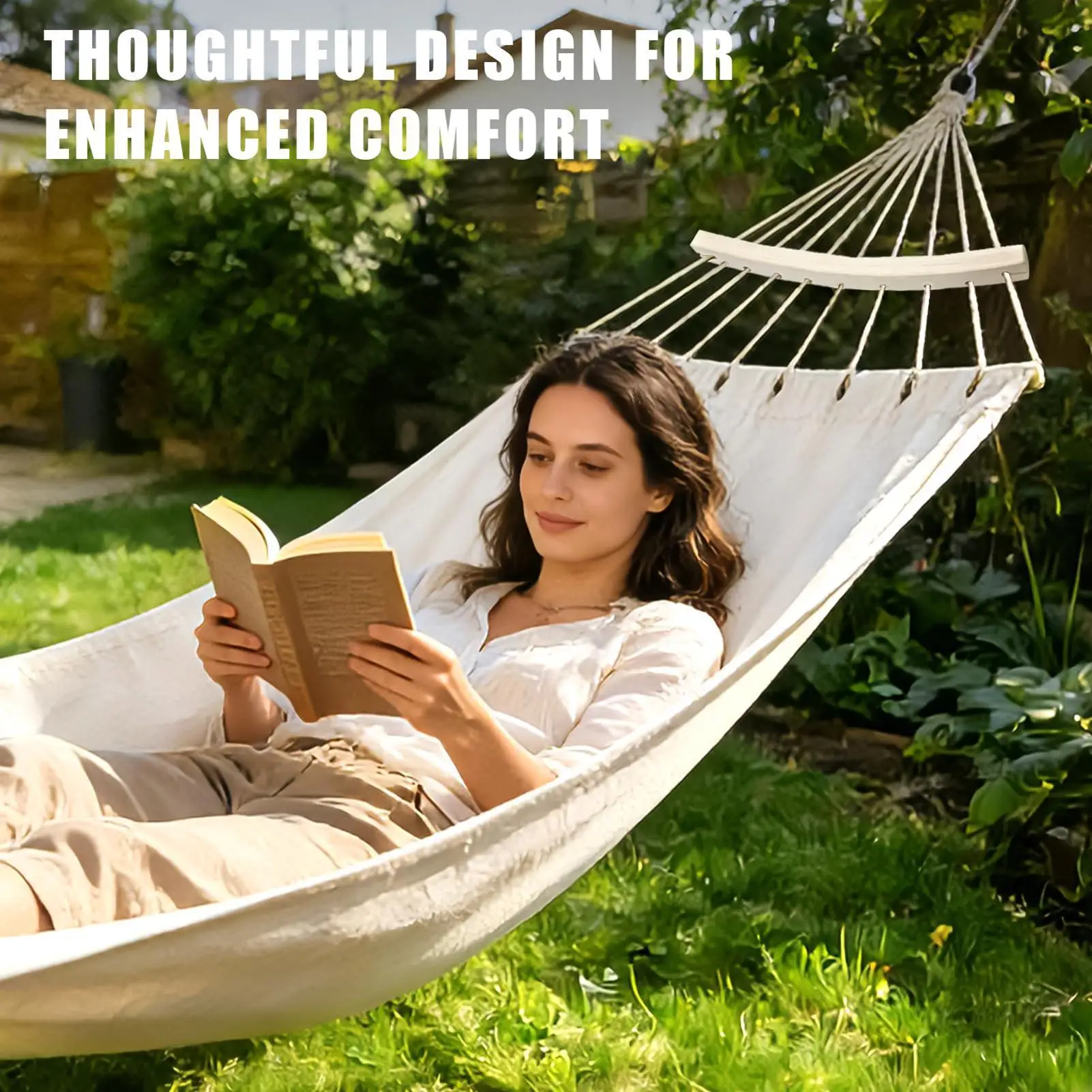 2pcs Detachable Hammock Spreader Bar Swing 10-Hole Poles Wooden Accessories Hammock Crossbars Replacement for Outdoor Patio