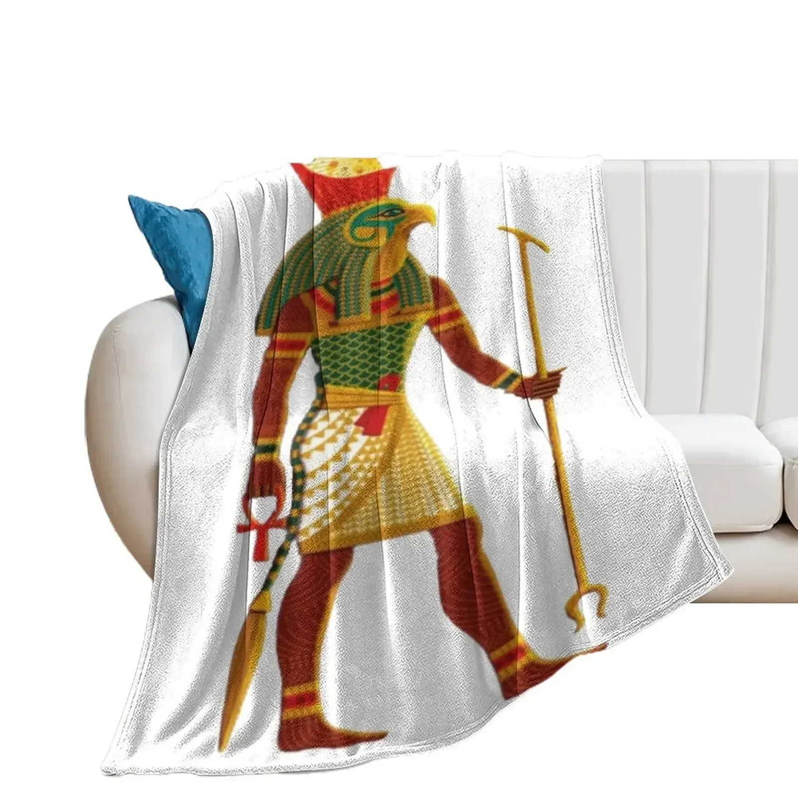 

Horus wearing Upper and Lower Egypt Double crown Pschent Throw Blanket anime Winter beds Blankets