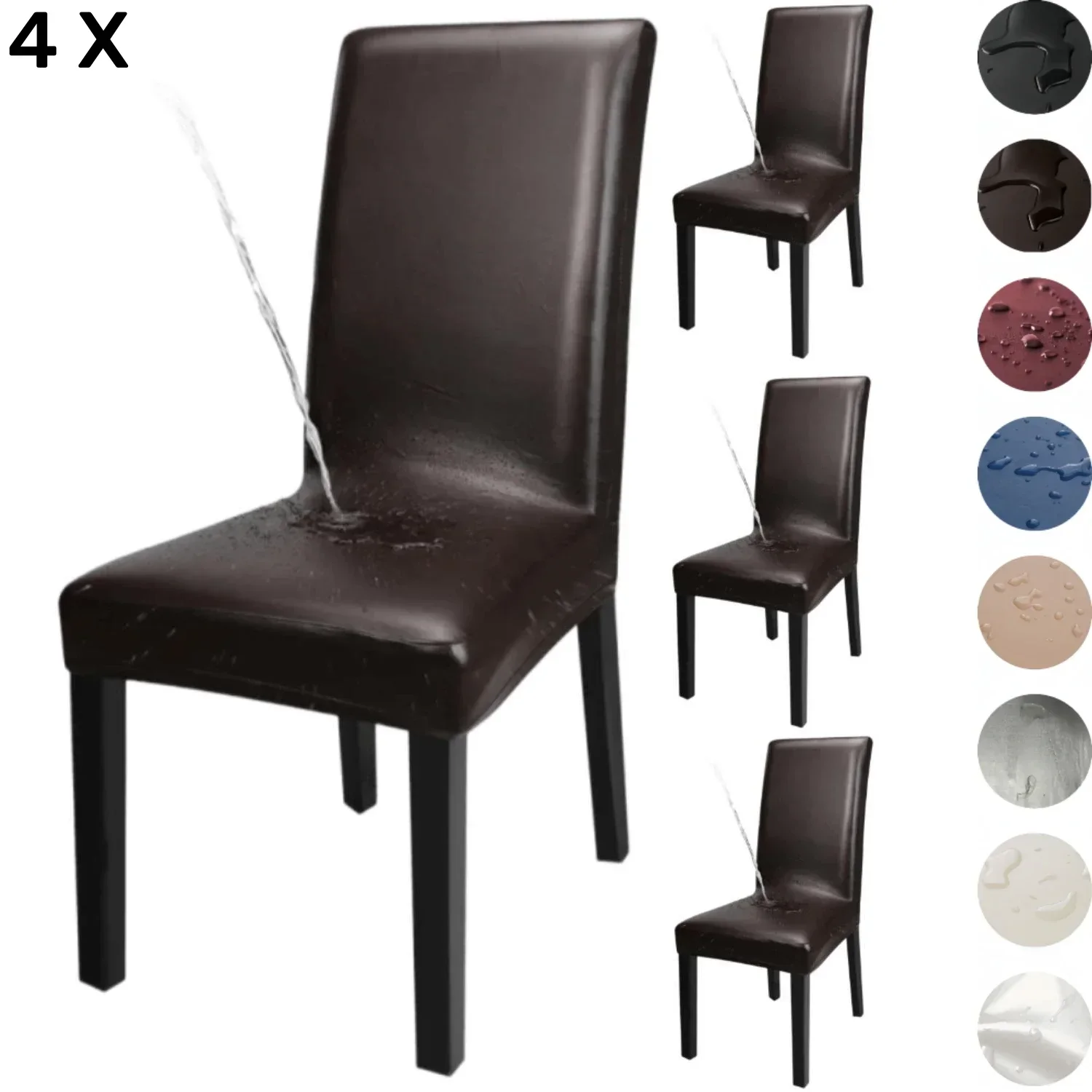 4 Piece PU Leather Chair Cover Protector For Dining Room Waterproof Dining seat Chair Decoration For Hotel Banquet wedding