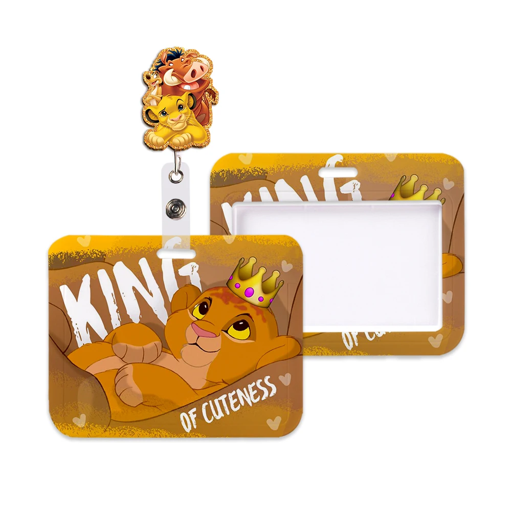 Venta caliente Disney el Rey León Simba cubierta de tarjeta Horizontal titular de la insignia de dibujos animados correa para el cuello cordón tarjeta de identificación estudiantes colgar cuerda