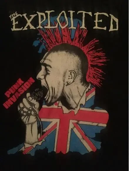 Rare THE EXPLOITED PUNK INVASION Cotton Black Men S 2345XL T Shirt