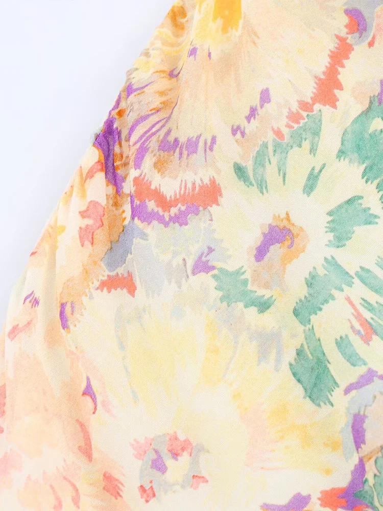 TRAF European and American style summer new fashion women's clothing halter neck backless flower print dress