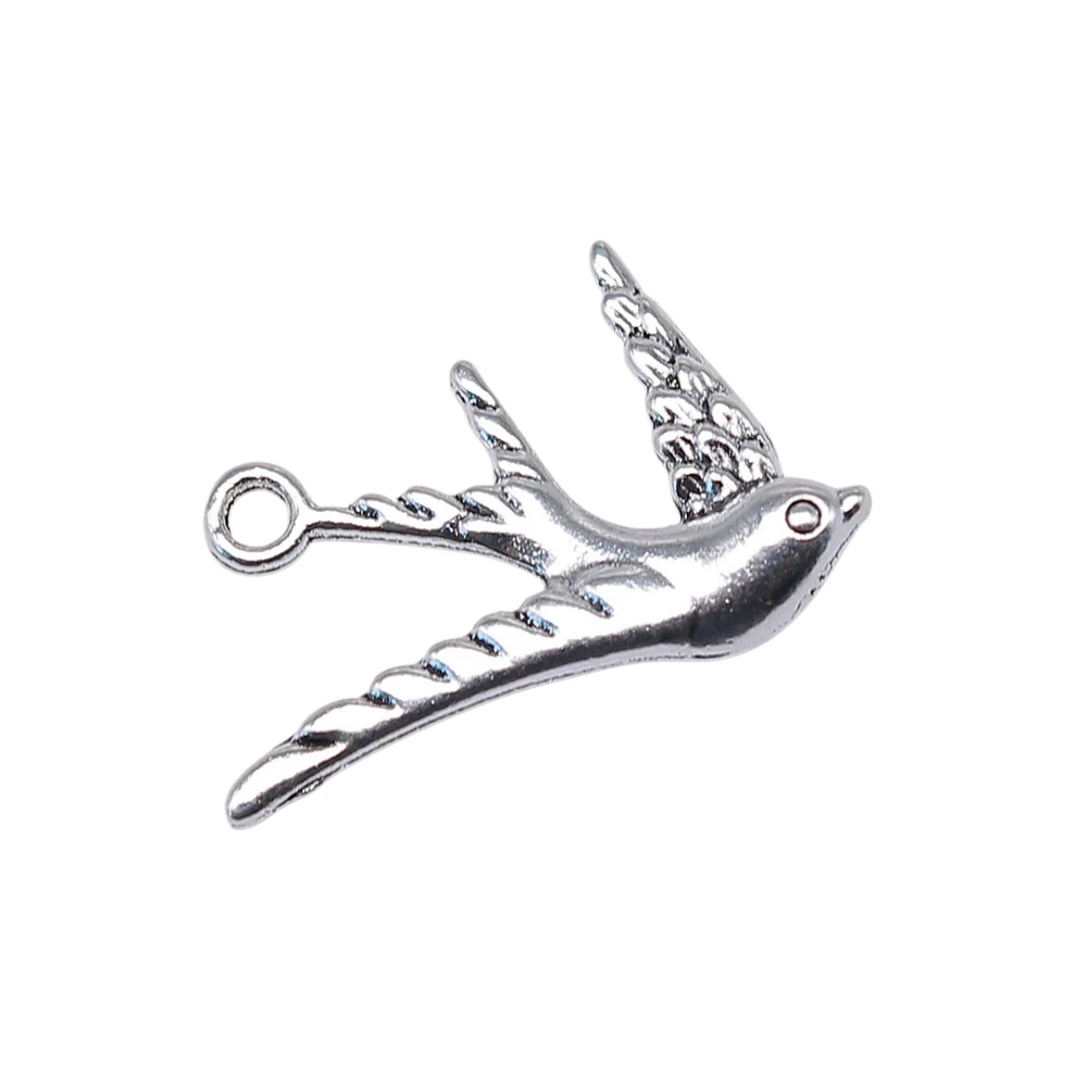 WYSIWYG 10pcs 26x25mm Swallow Bird Charm Pendant