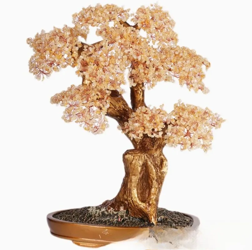 Citrine Lucky Shake Money Fortune Tree Ornament Home Desktop Living Room