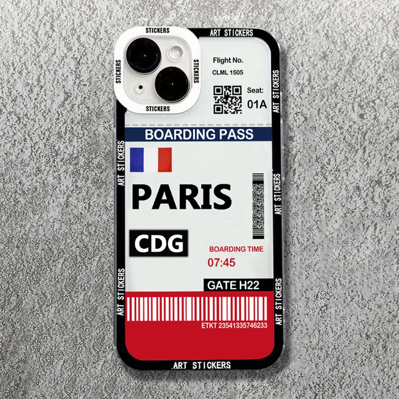 World City Travel Ticket Label Phone Case For Xiaomi Redmi Note 12 13 Pro Plus 5G 12S 12 11S 11 10S 10 Redmi 12 13C Clear Cover