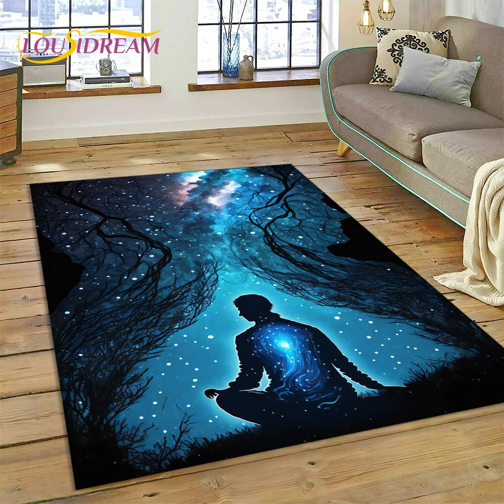 3D Yoga Zen Naturalize Meditation Rainbow 7 Chakra Area Rug,Carpet for Living Room Bedroom Sofa Doormat Decor,Non-slip Floor Mat