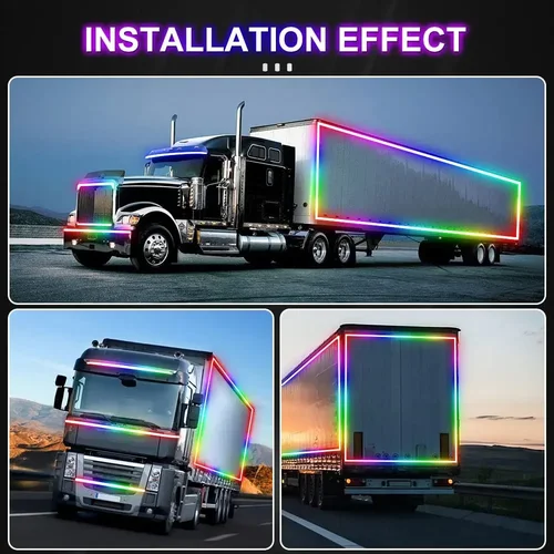 Imagen 2 del producto Luz Led Singal para camión, luz de advertencia de seguridad de conducción nocturna Rgb 7, lámpara de atmósfera intermitente colorida, luz decorativa para coche de 24V