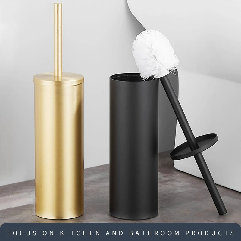 Toilet Brush Holder Bathroom Cleaning Set Flooring Stand Black Bathroom Storage and Organization