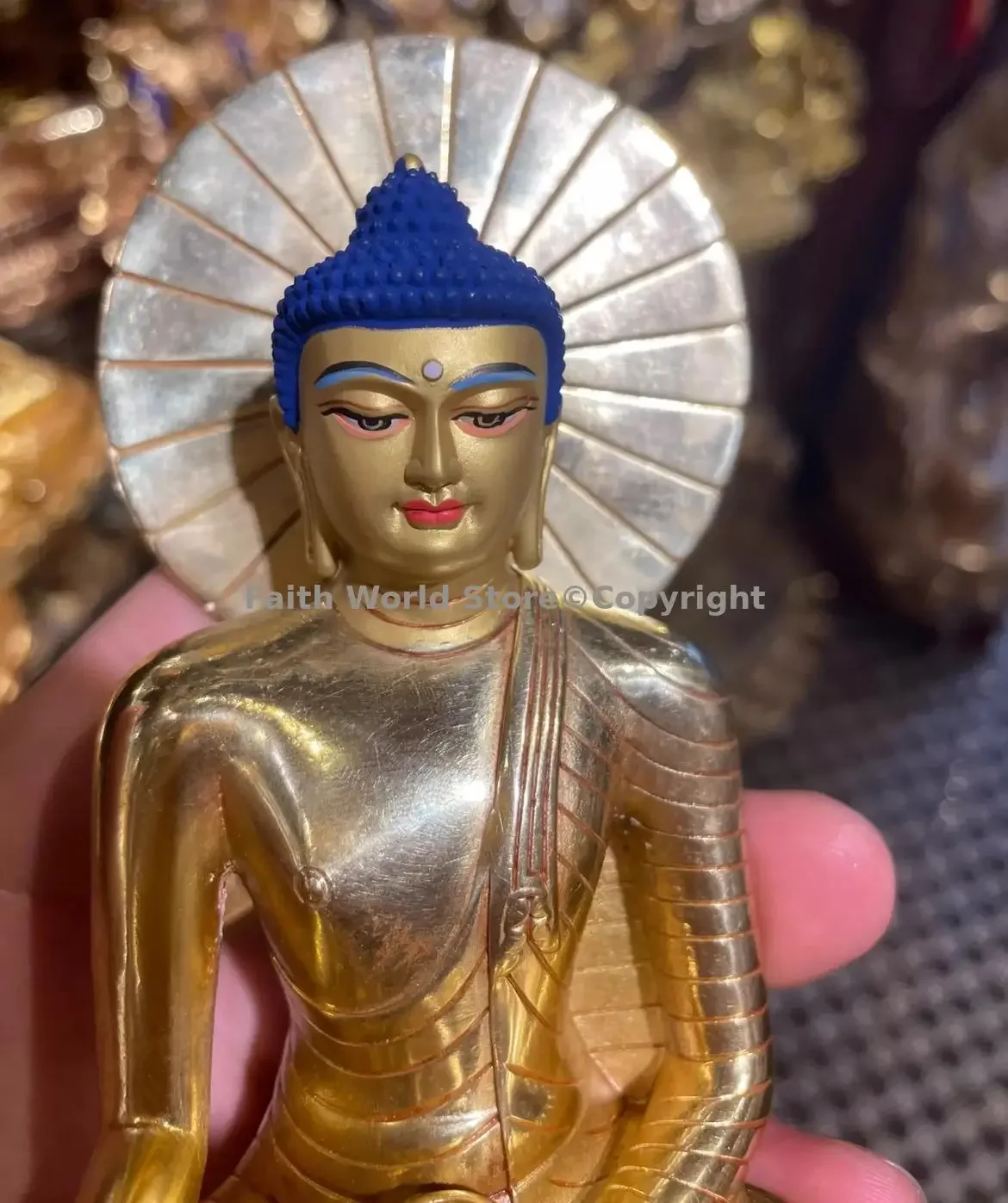 TOP copper carving Buddha statue Amitayus Shakyamuni exquisite figure of the Buddha HOME family temple worship