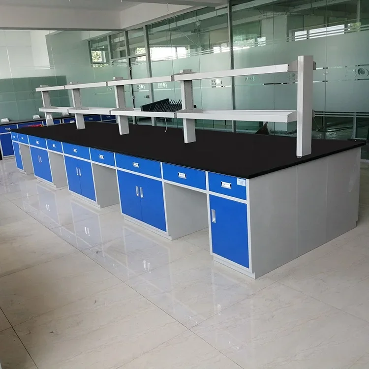 Laboratory Furniture Central Table Lab Island Table/Wall Bench For Chemical Physical Biotechnology With Sink and Reagent Rack