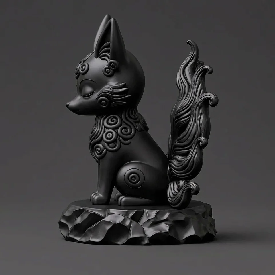 8*6.8cm) 3D Print Elegrant Nine-Tailed Sweet Fox Desk Figurine
