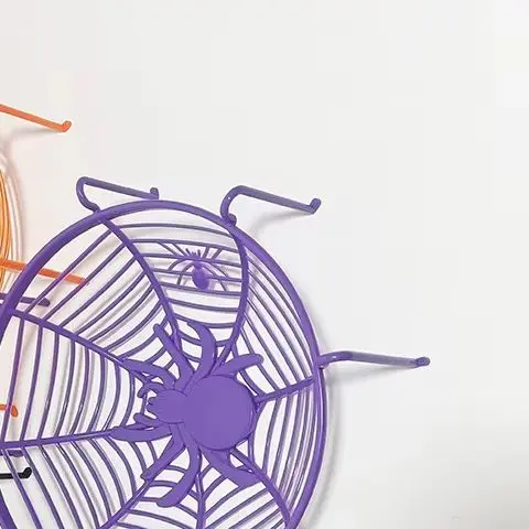 Cesta de dulces de Halloween, cuenco de telaraña naranja y negra, cesta de embalaje de galletas, plato de fruta, decoración para truco o trato de Halloween