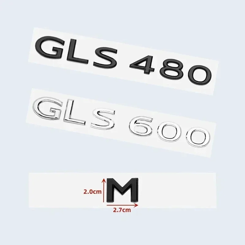 Chrome Black Letters GLS480 GLS600 V12 Emblem for Mercedes Benz GLS Class Car Fender Trunk Rear X167 Logo Sticker Accessories