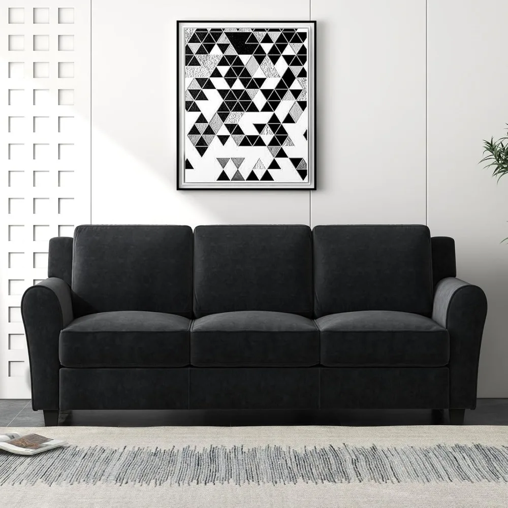 

80.7" Couch for Living Room, 3 Seater Black Sofa Couch,Modern Comfy Couches with Thick Cushion for Living Room Apartment Office