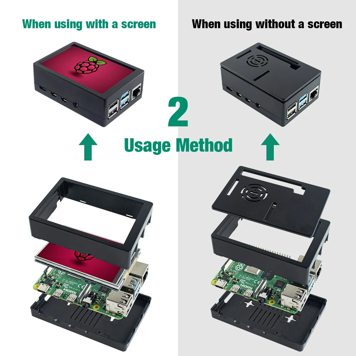 Pantalla táctil LCD de 3,5 pulgadas para Raspberry Pi 4B, Monitor táctil con estuche, 480x320, SPI TFT