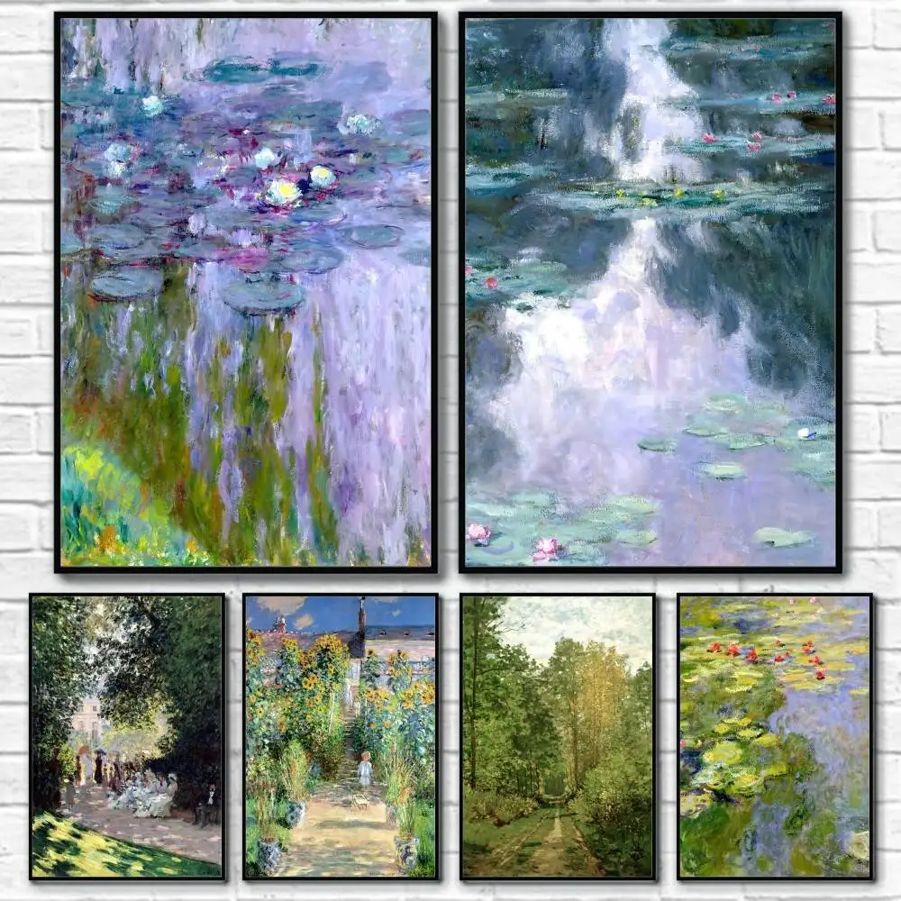 

Oil Painting Claude Monet INS Poster Home Living Bed Room Bar Hallway Sticky Wall Art Printing Waterproof Aesthetic Decor