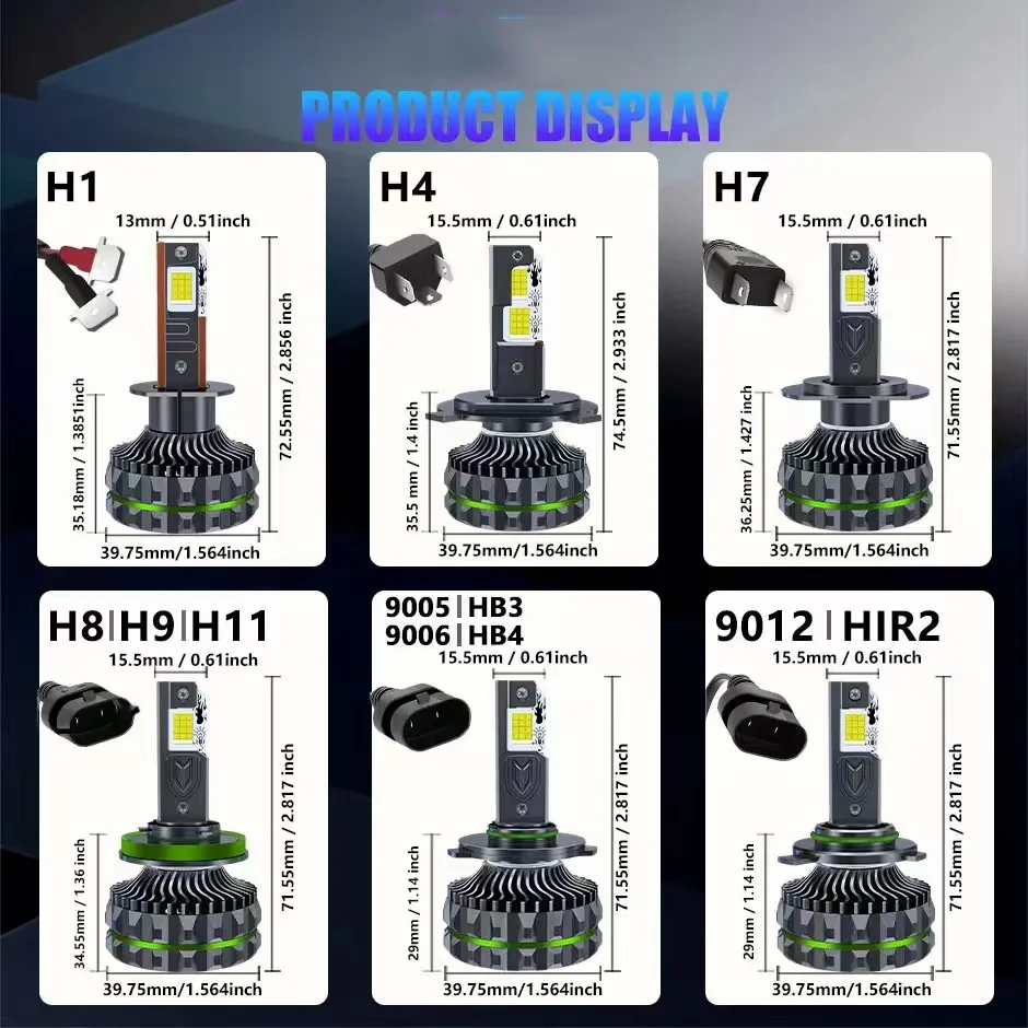 JUZIXING Auto LED Headlights for 6800W Powerful Lamp Projector  6000K Canbus No Errors Car Light Super H1 H9 9005 HB3 9006 HB4