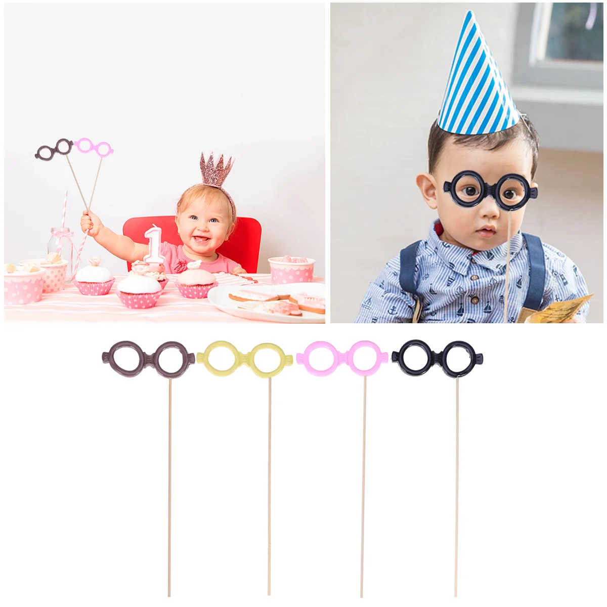 Exaggerated Glasses on Stick Eco Friendly Clay Lightweight Portable Photo Props for Party Wedding Spring Tour Studio April