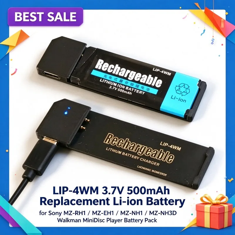 LIP-4WM 3.7V 500mAh Replacement Li-ion Battery for Sony MZ-RH1 / MZ-EH1 / MZ-NH1 / MZ-NH3D Walkman MiniDisc Player Battery Pack