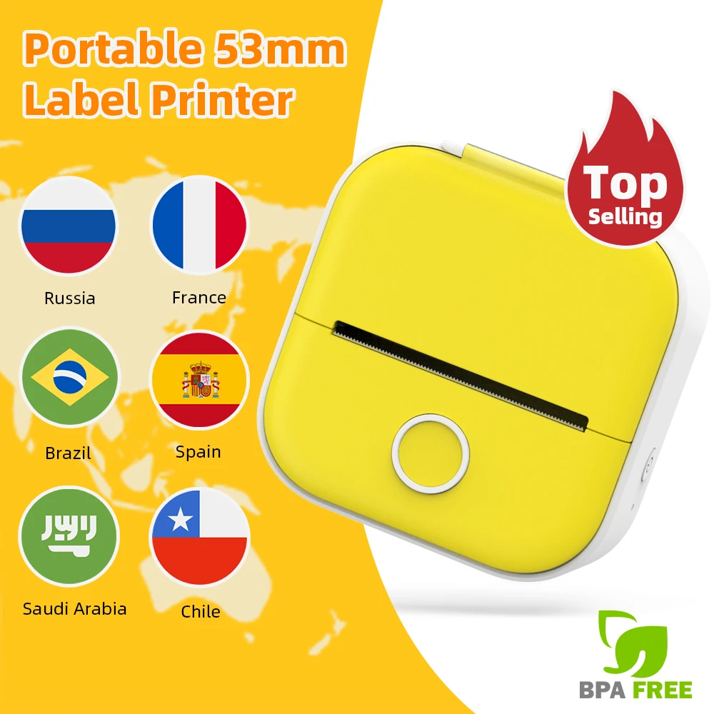 Phomemo T02 Pocket Printer Photo Journal Printing 53mm Sticker Labels Wireless Connection No-Ink Thermal Printing Long Battery