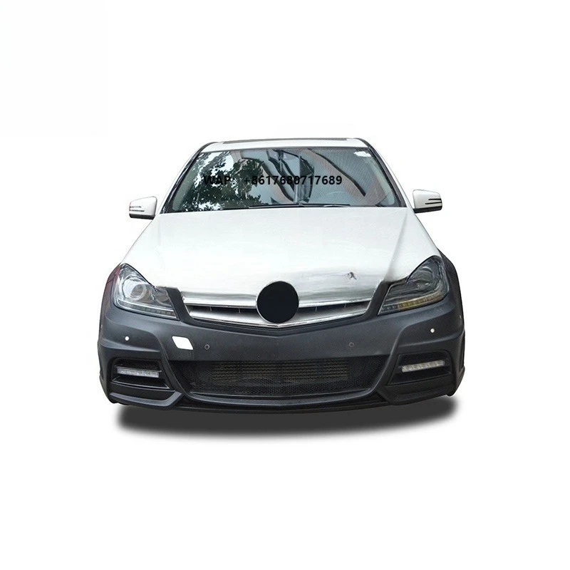 High Quality WD Style Body Kit for  Benz C Class W204 Front Bumper Side Skirts Fender LED Light Rear Bumper Bodykit