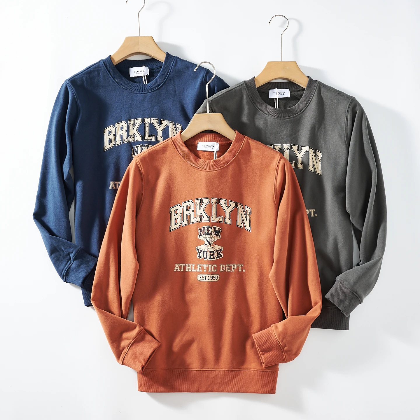 

2026 Spring New American Retro Heavyweight Sweatshirts Letter Printed Men's Fashion Washed Hoodies Casual High Quality Pullovers