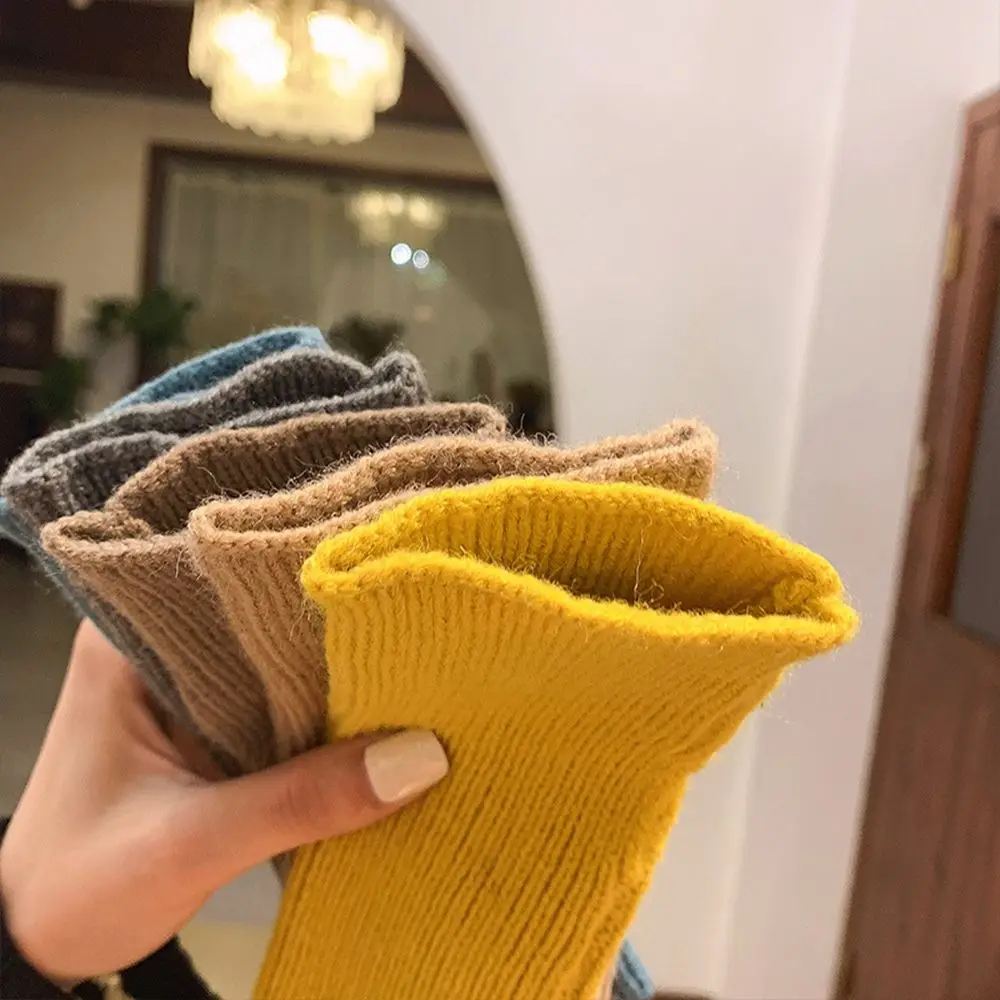 Women Knitted Arm Warmer 20cm Long Fingerless Gloves Winter Y2K Solid Arm Sleeve Fashion Casual Soft Girls Clothes Punk Mittens