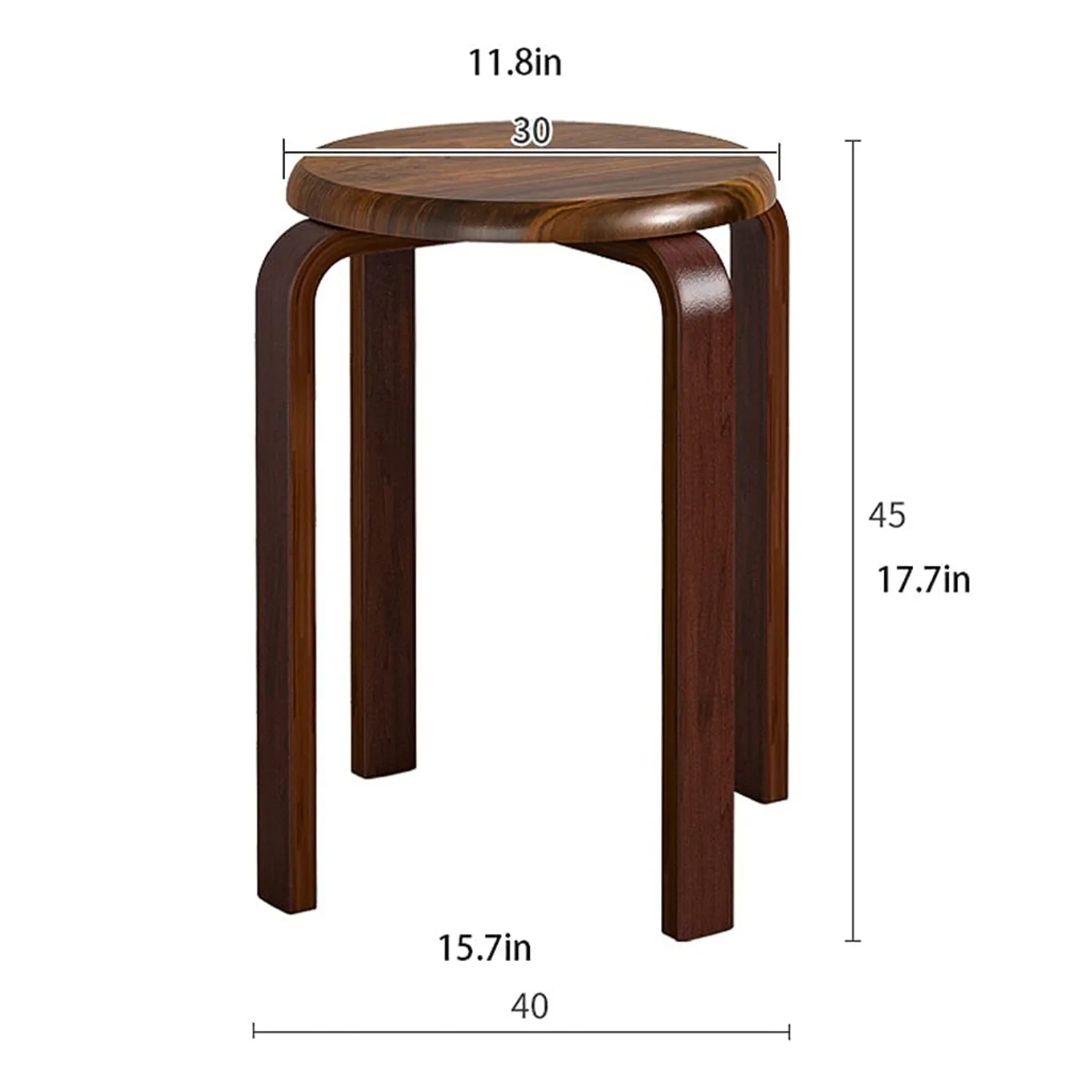 Minimalist Fashion Creative 4 Pack Stackable Dining Stool Chair Solid Wood Stool Low Stool Small Bench for