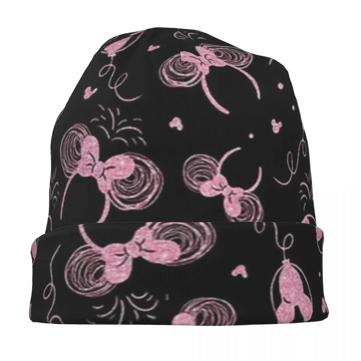 Roze Glitter Mickey Minnie Mouse Oren Skullies Mutsen Hoed Lente Mannen Vrouwen Outdoor Cap Warm Tweeërlei gebruik Motorkap Hoeden