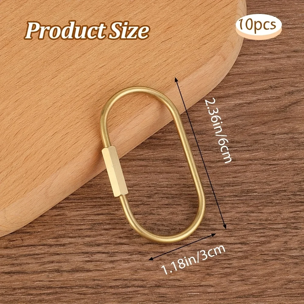 10pcs Brass Screw Lock Keychains, Durable Screw Lock Clips, Mountain Climbing Decorative Buckles, Suitable for Keys, Handbags