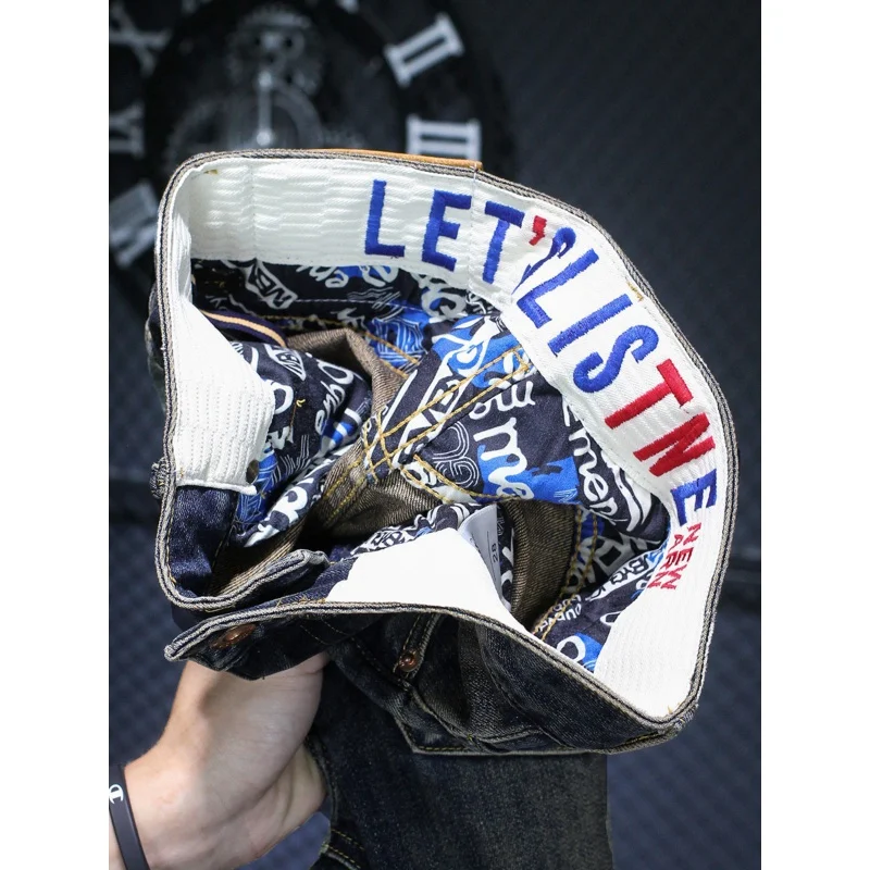 High-End plus Size Distressed Retro Jeans Men's Fashion Street Slim Fit Stretch Pencil Pants Handsome Long Pants