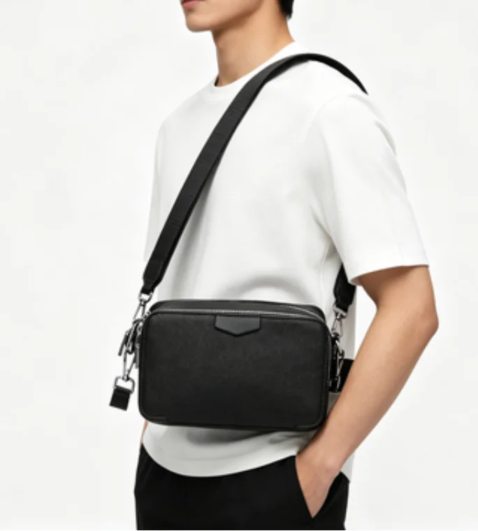 

New Fashion Men's Crossbody Bag Double Zipper Shoulder Bag Men Luxury Matte PU Leather Crossbody Bags Male Satchels Handbagss 가방
