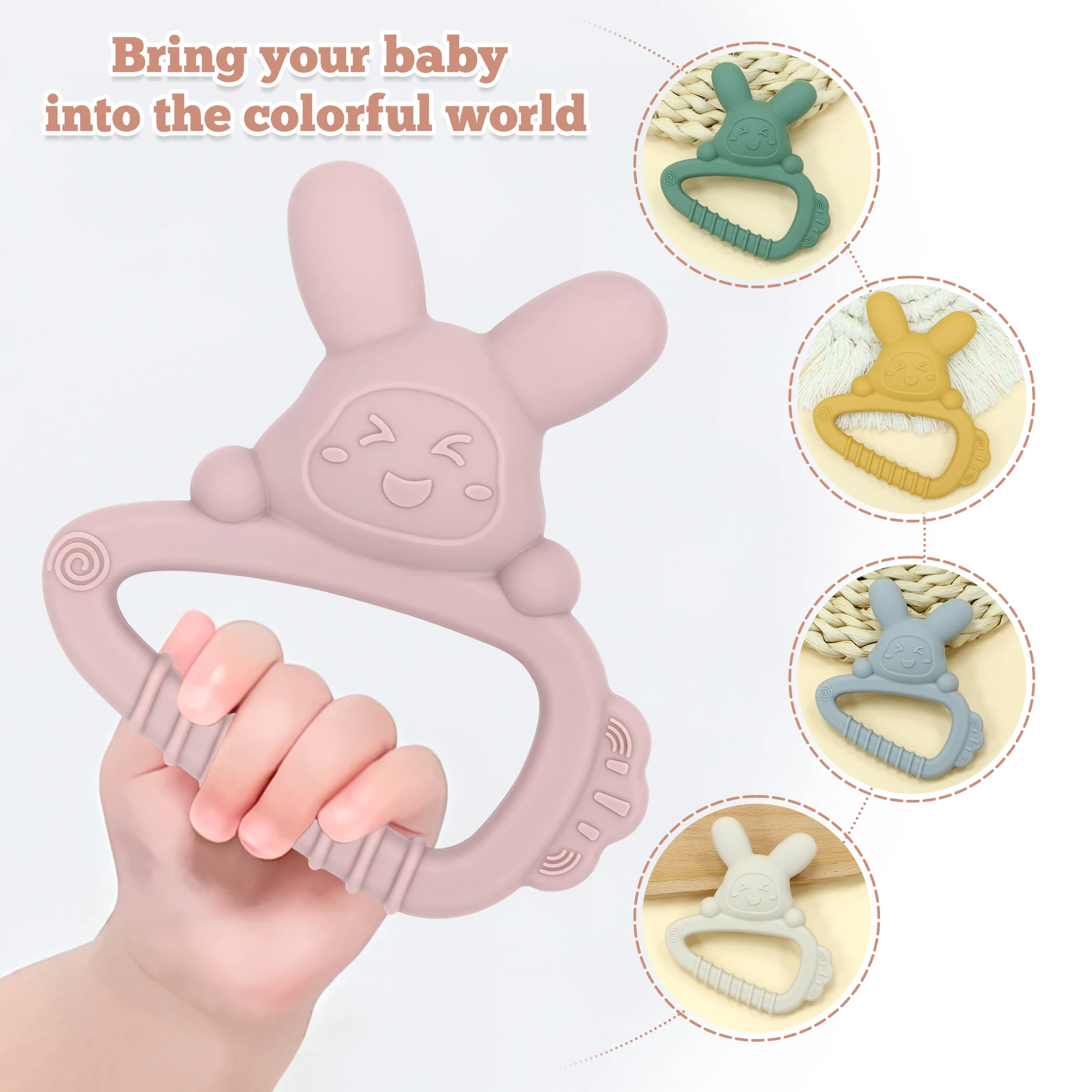 ของเล่นกัดฟันรูปแครอทและกระต่าย ของเล่นกัดฟันสำหรับเด็ก ซิลิโคนเกรดอาหาร นุ่มและปลอดภัย ต้มได้ ต้องมีสำหรับเด็กทารก