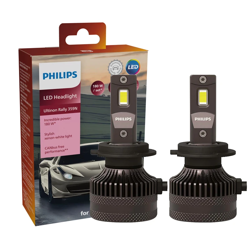 Philips LED 15000lm Ultinon Rally 3590 H4 H7 H8 H11 HB3 HB4 H19 HIR2 H1 Autokoplamp 6500K Wit Max. vermogen 180W 12V 4200K U359N