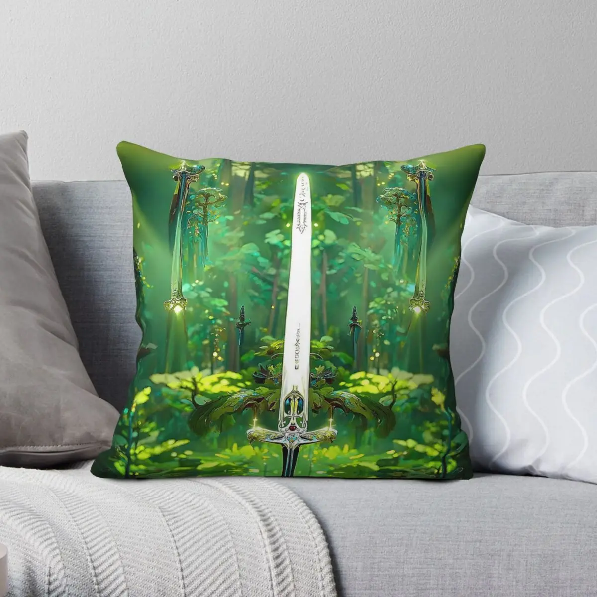 Excalibur Of Light Square Pillowcase Polyester Linen Velvet Printed Zip Decor Throw Pillow Case Car Cushion Cover