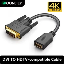4K HDMI-Compatible Female to DVI Male Cable Bi-directional DVI-D 24+1 HDTV Converter Adapter Cable for LCD HDTV DVD Monitor