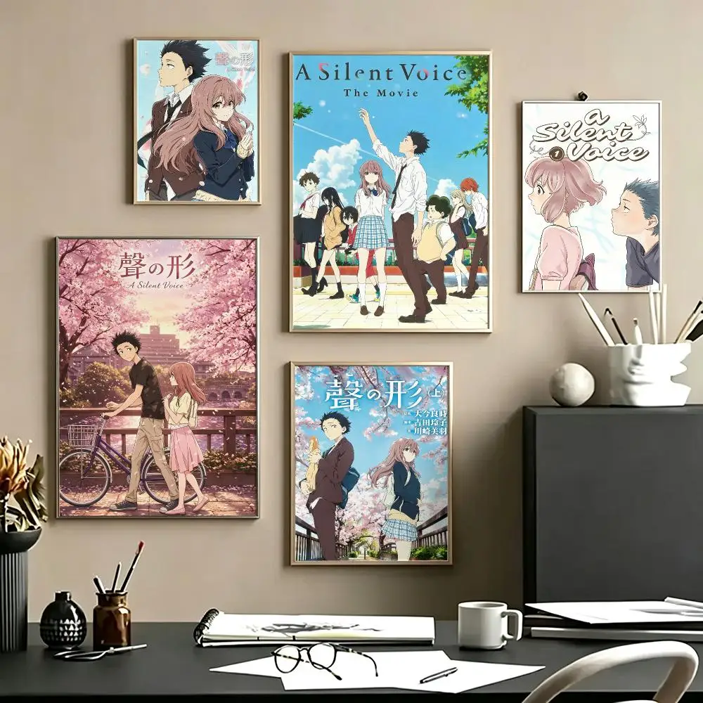 anime A Silent Voice Poster Poster HD Self Adhesive Waterproof Art Print Wall Decor for Bedroom Living Room Home Gift