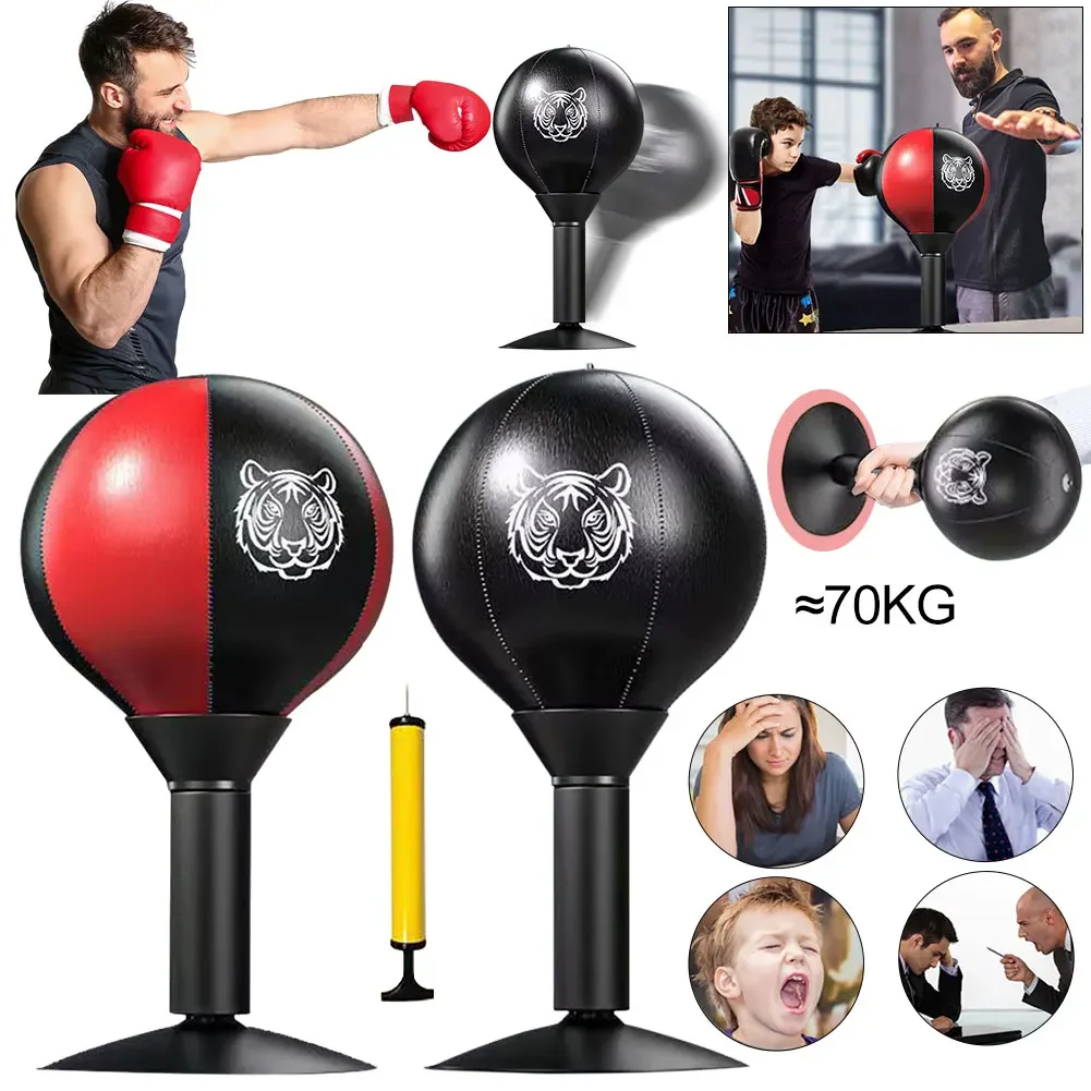 Desktop Punching Bag Desk Boxing Bag with Suction Cup Stress Relief Tabletop Punching Bag with Inflator Fun Punch Rage Bag Table