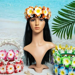 2025 New Styles 64CM Artificial EVA Foam Plumeria Haku Leis Hawaii Styles Headband Hula Dance Hair Accessories