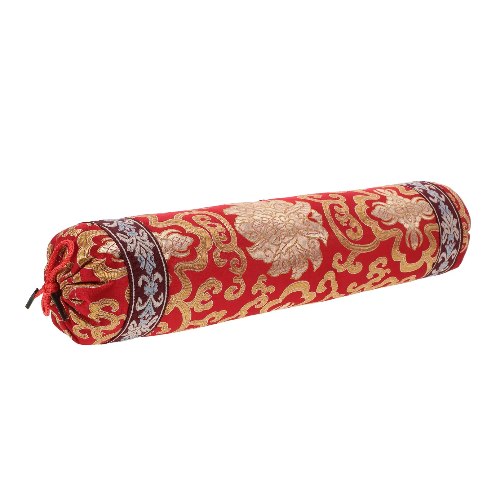 Small Round Pillowcase Chinese Style Buckwheat Filled Neck Pillow for Comfortable Sleep Oriental Furniture Decor Home Throw