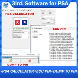 Для программного обеспечения PSA V16.04.07, для программного обеспечения PSA PIN и для программного обеспечения калькулятора PSA ECU ENCODE для Citroen и Peugeot