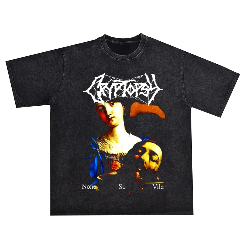 2026 Metal Rock Cryptopsy Band Printed T-Shirt Short Sleeve Cotton Round Neck Heavyweight