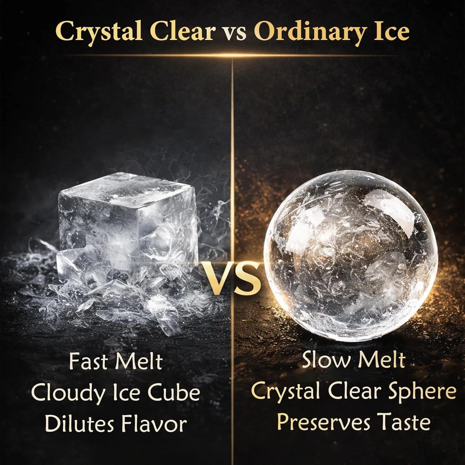 Clear Ice Ball Maker 2.5 Inch Ice Sphere Mold for Whiskey, Large Slow Melting Ice Ball Mold for Cocktails Bourbon