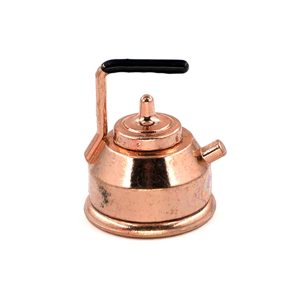 1/12 Dollhouse Miniature Accessories Mini Metal Kettle Simulation Teapot Model for Doll House Decoration