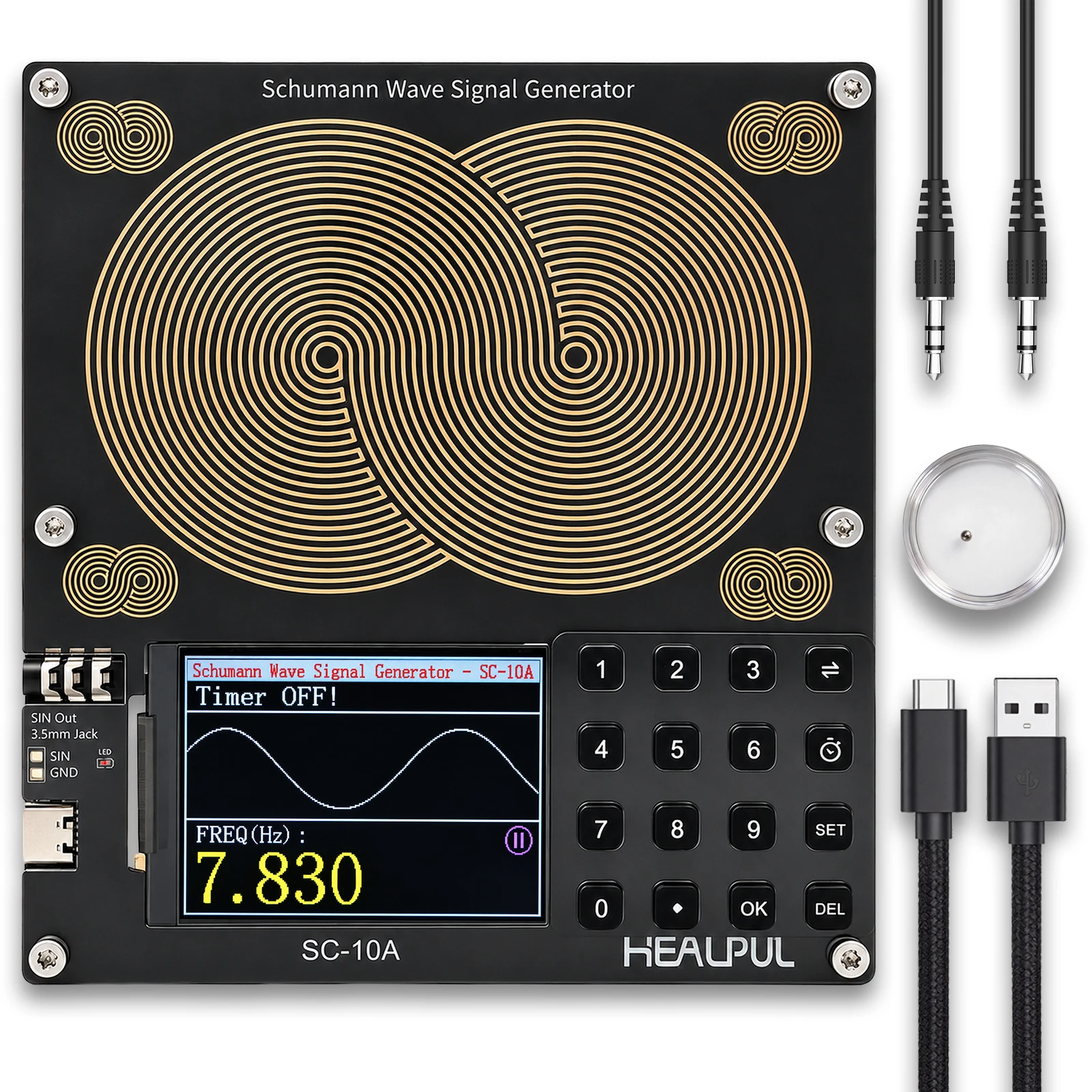 Schumann Resonance Generator with Large Antenna, 0.01Hz-200kHz Adjustable Frequency Generator Built-in Timer