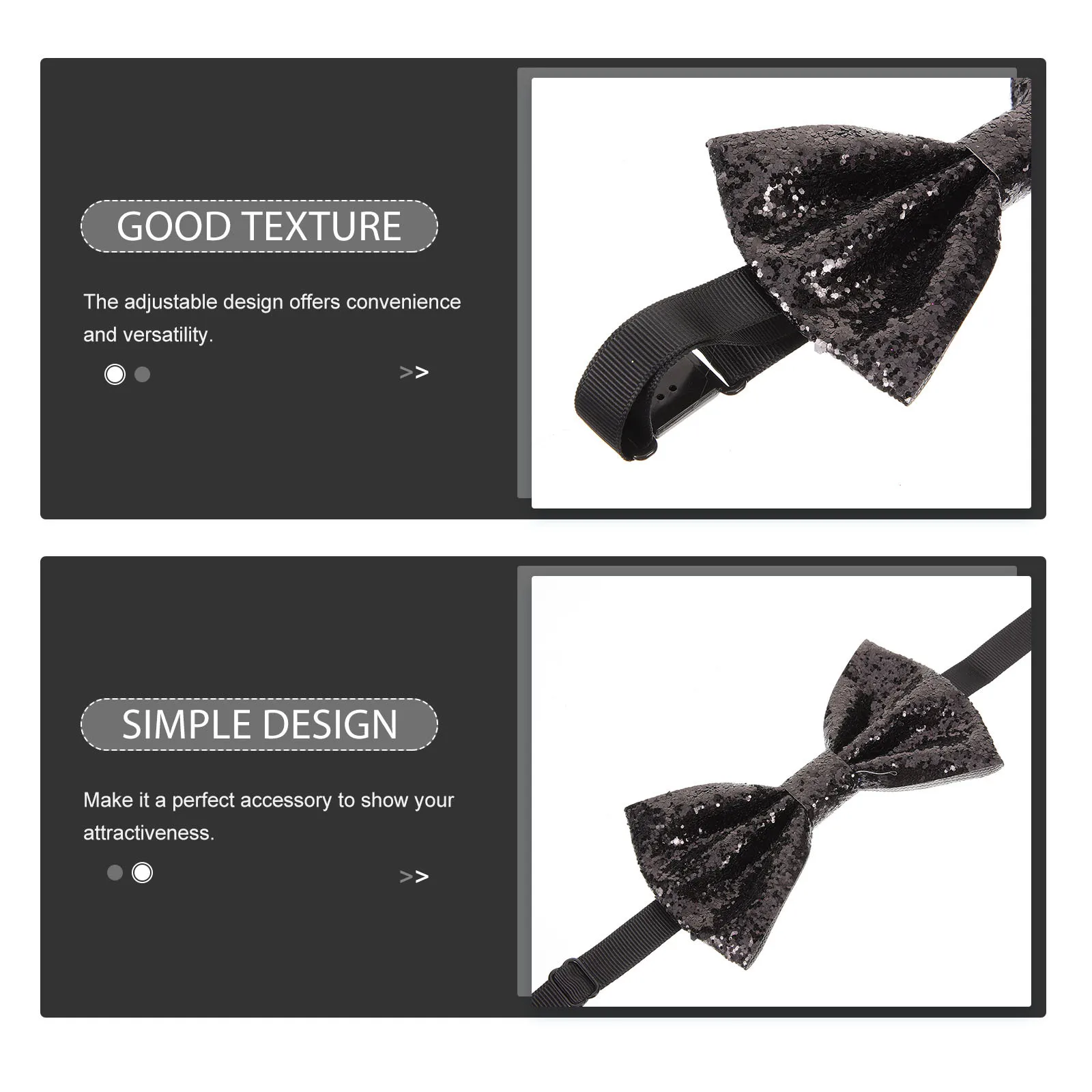 Adult Bow Tie For Men Adjustable Pre-Tied Suit Accessory Formal Wedding Uniform Necktie Prom Glitter Fabric Mens