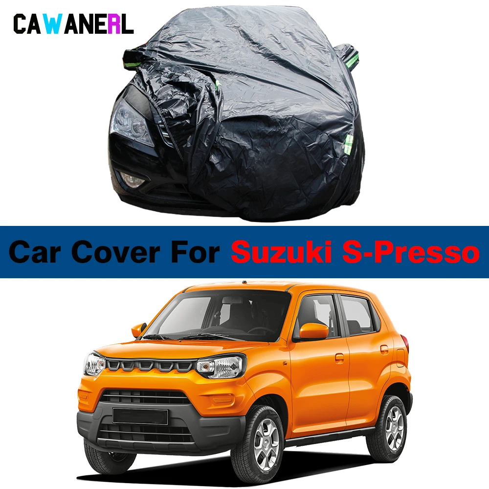 Waterproof Black Car Cover For Suzuki S-Presso Spresso 2019-2023 Sun UV Snow Rain Fog Scratch Prevent Cover All Season Suitable